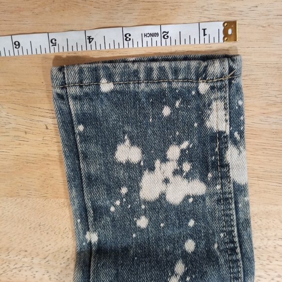 GS-115 Denim boy's Jeans Sz 5 Blue Acid Wash Distressed Ribbed Straig - Picture 2 of 8